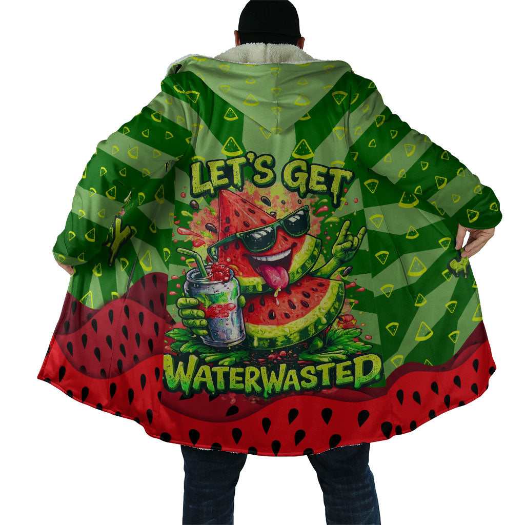 Let's Get Juicy Waterwasted Watermelon Cloak Funny Cartoon Summer Fruit Party Art