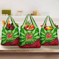 Let's Get Juicy Waterwasted Watermelon Grocery Bag Funny Cartoon Summer Fruit Party Art