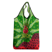 Let's Get Juicy Waterwasted Watermelon Grocery Bag Funny Cartoon Summer Fruit Party Art