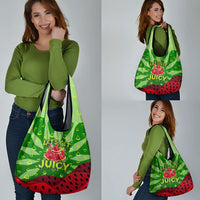 Let's Get Juicy Waterwasted Watermelon Grocery Bag Funny Cartoon Summer Fruit Party Art