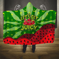 Let's Get Juicy Waterwasted Watermelon Hooded Blanket Funny Cartoon Summer Fruit Party Art