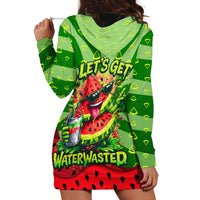 Let's Get Juicy Waterwasted Watermelon Hoodie Dress Funny Cartoon Summer Fruit Party Art