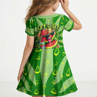 Let's Get Juicy Waterwasted Watermelon Kid Short Sleeve Dress Funny Cartoon Summer Fruit Party Art