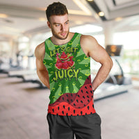 Let's Get Juicy Waterwasted Watermelon Men Tank Top Funny Cartoon Summer Fruit Party Art