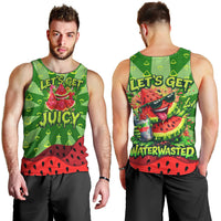 Let's Get Juicy Waterwasted Watermelon Men Tank Top Funny Cartoon Summer Fruit Party Art