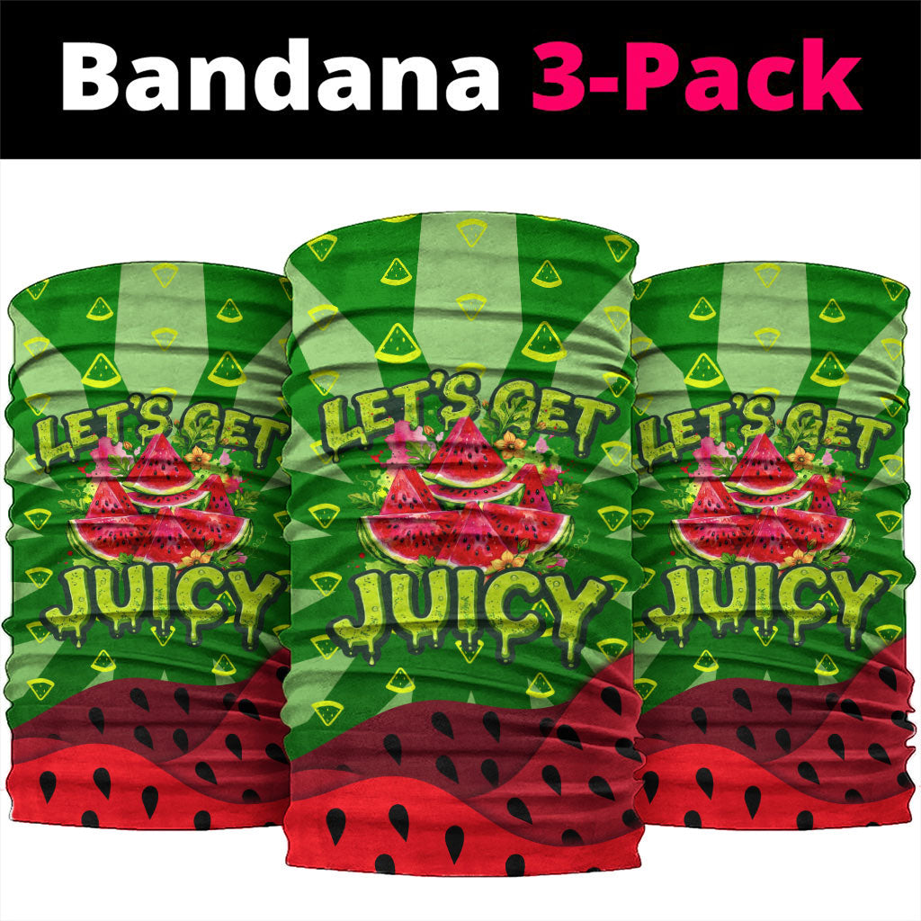 Let's Get Juicy Waterwasted Watermelon Neck Gaiter Funny Cartoon Summer Fruit Party Art