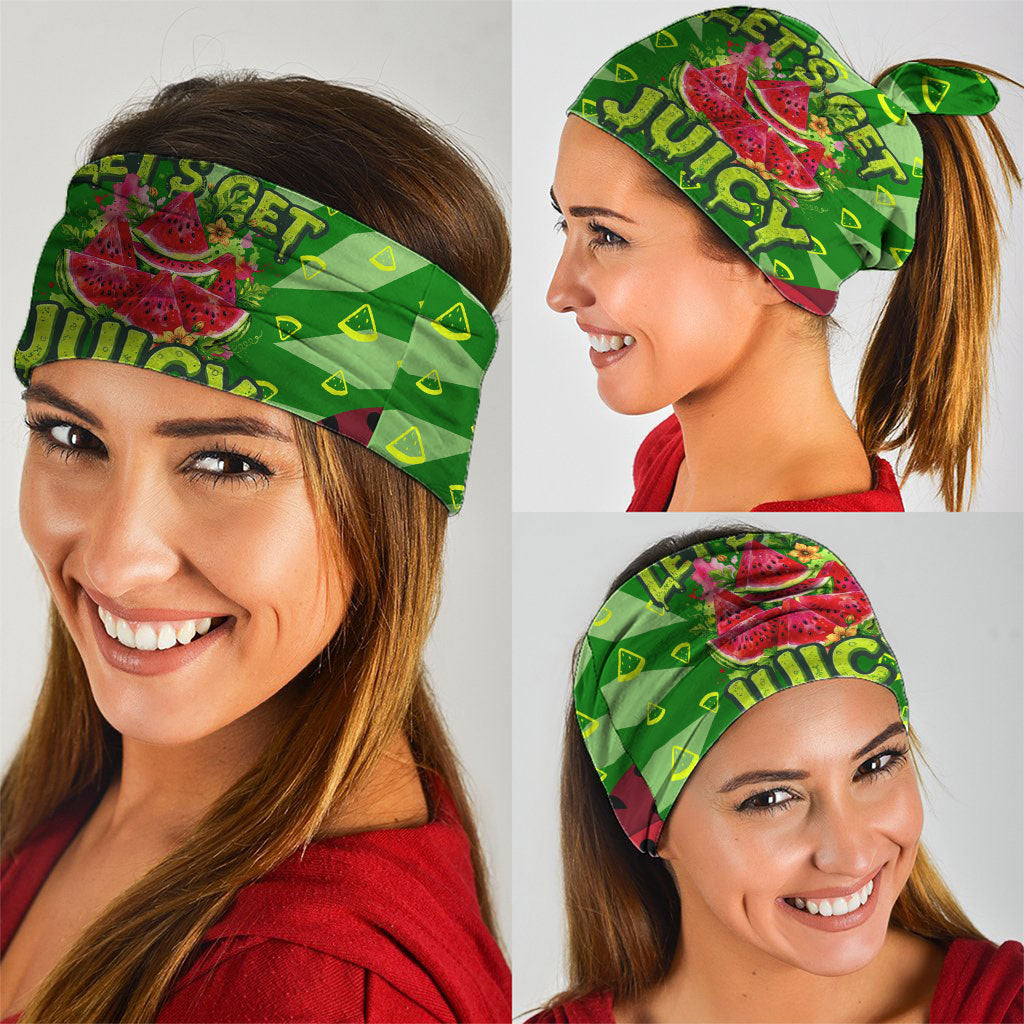 Let's Get Juicy Waterwasted Watermelon Neck Gaiter Funny Cartoon Summer Fruit Party Art