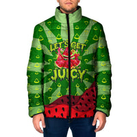 Let's Get Juicy Waterwasted Watermelon Padded Jacket Funny Cartoon Summer Fruit Party Art