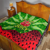 Let's Get Juicy Waterwasted Watermelon Quilt Funny Cartoon Summer Fruit Party Art