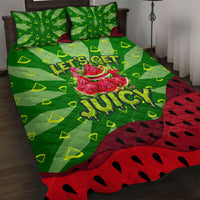 Let's Get Juicy Waterwasted Watermelon Quilt Bed Set Funny Cartoon Summer Fruit Party Art