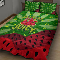 Let's Get Juicy Waterwasted Watermelon Quilt Bed Set Funny Cartoon Summer Fruit Party Art