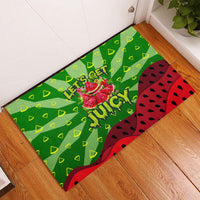 Let's Get Juicy Waterwasted Watermelon Rubber Doormat Funny Cartoon Summer Fruit Party Art