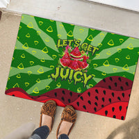 Let's Get Juicy Waterwasted Watermelon Rubber Doormat Funny Cartoon Summer Fruit Party Art