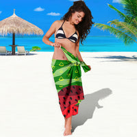 Let's Get Juicy Waterwasted Watermelon Sarong Funny Cartoon Summer Fruit Party Art