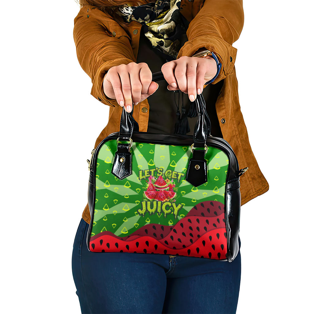 Let's Get Juicy Waterwasted Watermelon Shoulder Handbag Funny Cartoon Summer Fruit Party Art