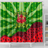 Let's Get Juicy Waterwasted Watermelon Shower Curtain Funny Cartoon Summer Fruit Party Art