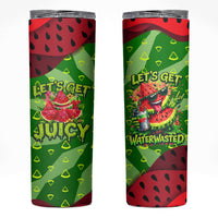 Let's Get Juicy Waterwasted Watermelon Skinny Tumbler Funny Cartoon Summer Fruit Party Art