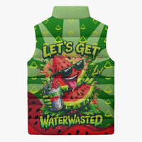 Let's Get Juicy Waterwasted Watermelon Sleeveless Puffer Jacket Funny Cartoon Summer Fruit Party Art