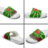 Let's Get Juicy Waterwasted Watermelon Slide Sandals Funny Cartoon Summer Fruit Party Art