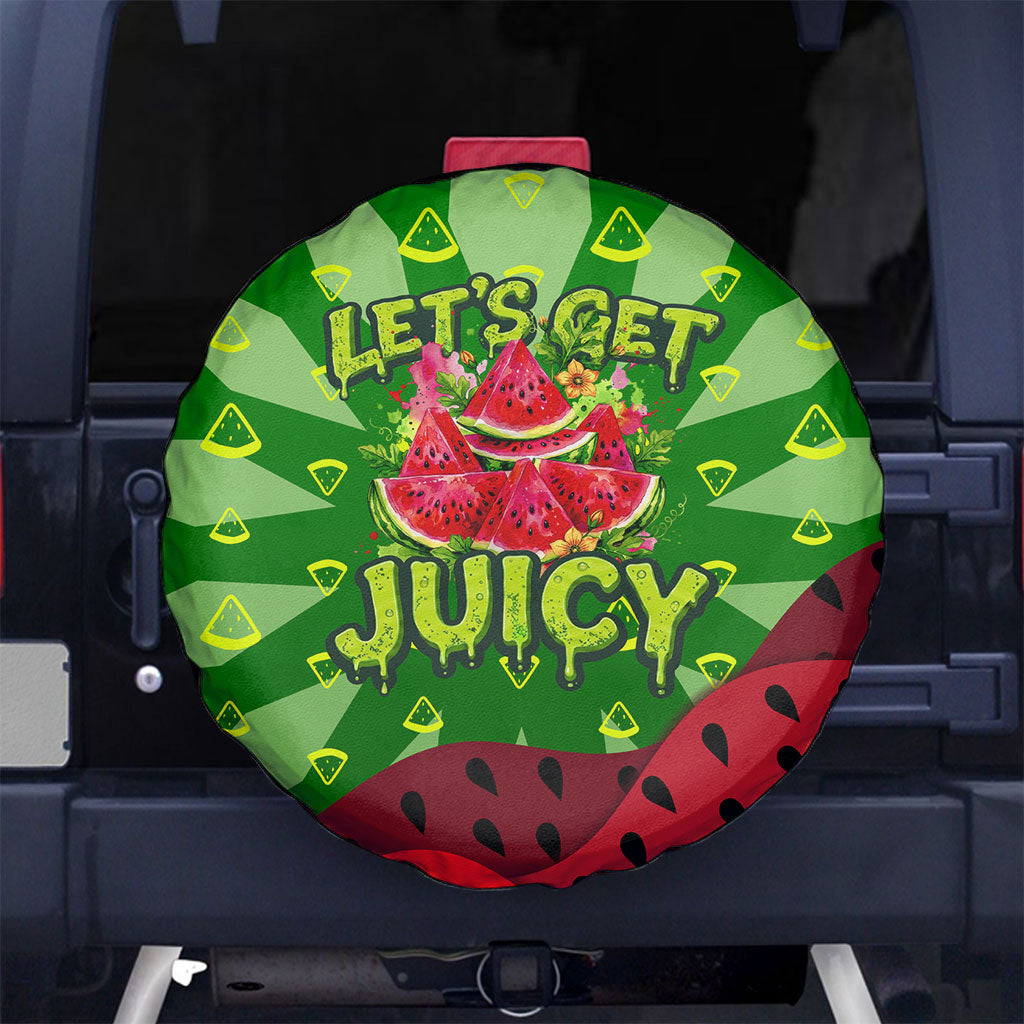 Let's Get Juicy Waterwasted Watermelon Spare Tire Cover Funny Cartoon Summer Fruit Party Art