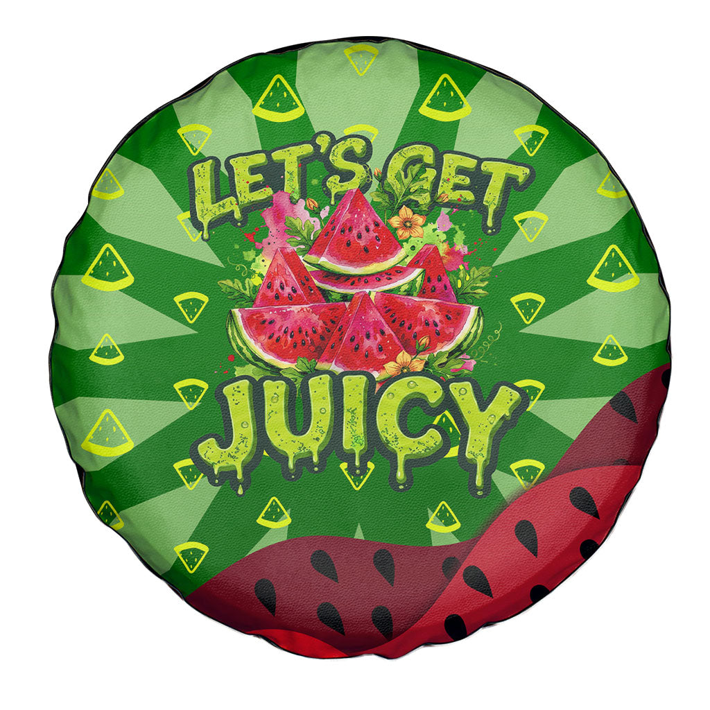 Let's Get Juicy Waterwasted Watermelon Spare Tire Cover Funny Cartoon Summer Fruit Party Art