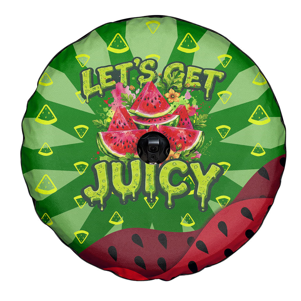 Let's Get Juicy Waterwasted Watermelon Spare Tire Cover Funny Cartoon Summer Fruit Party Art