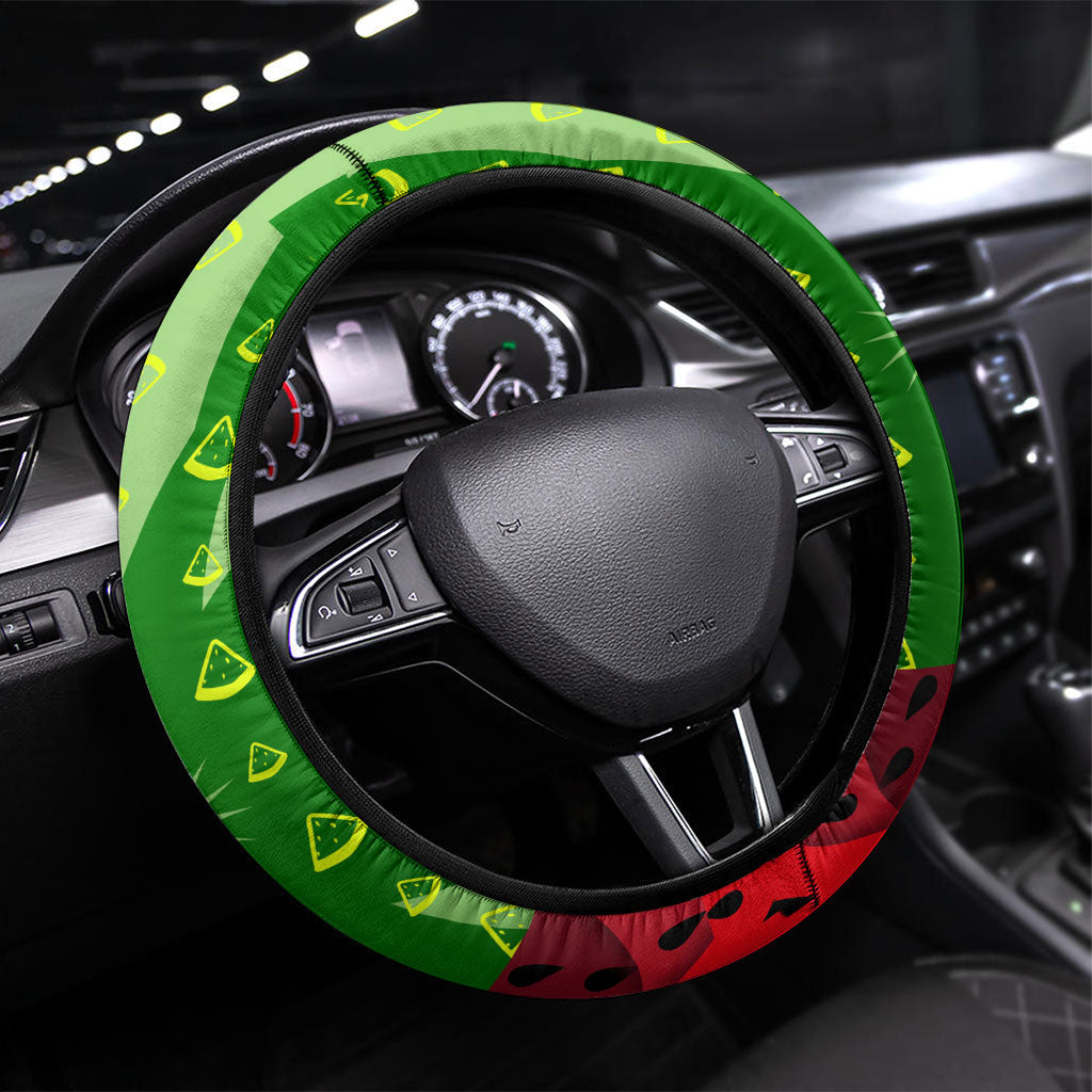 Let's Get Juicy Waterwasted Watermelon Steering Wheel Cover Funny Cartoon Summer Fruit Party Art