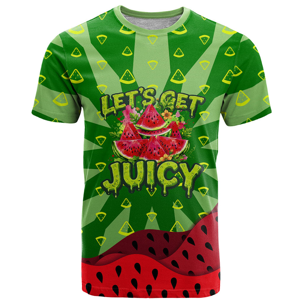 Let's Get Juicy Waterwasted Watermelon T Shirt Funny Cartoon Summer Fruit Party Art