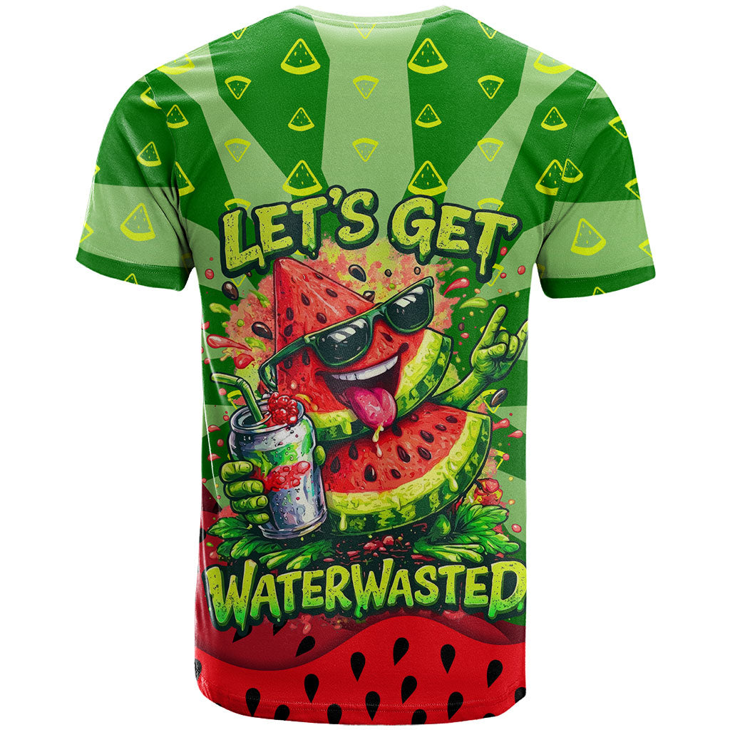 Let's Get Juicy Waterwasted Watermelon T Shirt Funny Cartoon Summer Fruit Party Art