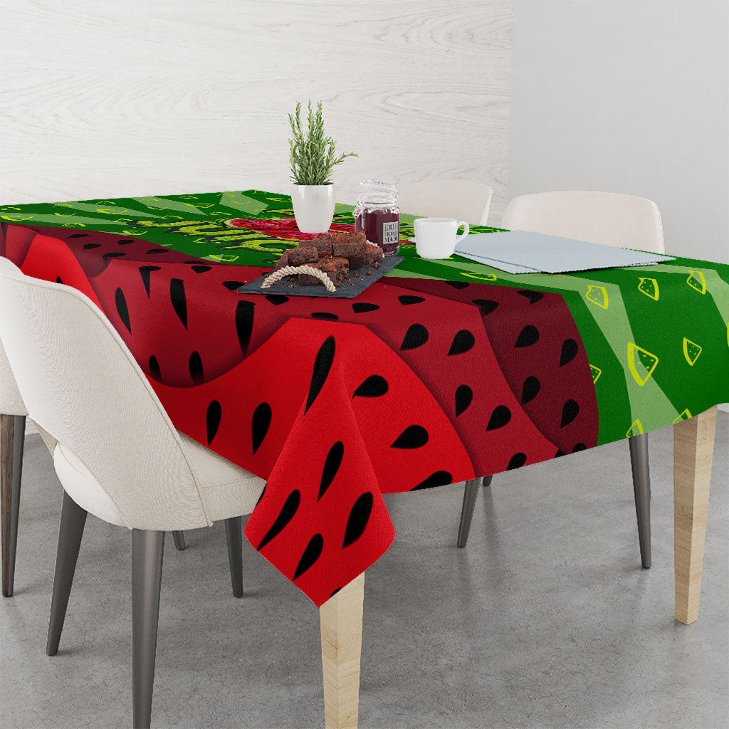 Let's Get Juicy Waterwasted Watermelon Tablecloth Funny Cartoon Summer Fruit Party Art