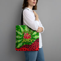 Let's Get Juicy Waterwasted Watermelon Tote Bag Funny Cartoon Summer Fruit Party Art