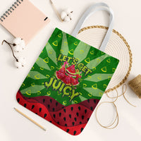 Let's Get Juicy Waterwasted Watermelon Tote Bag Funny Cartoon Summer Fruit Party Art