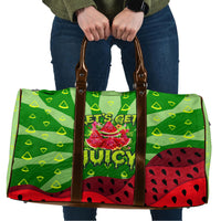 Let's Get Juicy Waterwasted Watermelon Travel Bag Funny Cartoon Summer Fruit Party Art