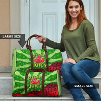 Let's Get Juicy Waterwasted Watermelon Travel Bag Funny Cartoon Summer Fruit Party Art