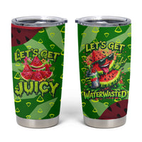 Let's Get Juicy Waterwasted Watermelon Tumbler Cup Funny Cartoon Summer Fruit Party Art