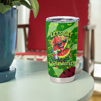 Let's Get Juicy Waterwasted Watermelon Tumbler Cup Funny Cartoon Summer Fruit Party Art