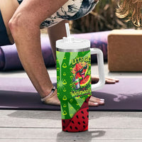 Let's Get Juicy Waterwasted Watermelon Tumbler With Handle Funny Cartoon Summer Fruit Party Art