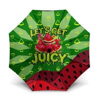 Let's Get Juicy Waterwasted Watermelon Umbrella Funny Cartoon Summer Fruit Party Art