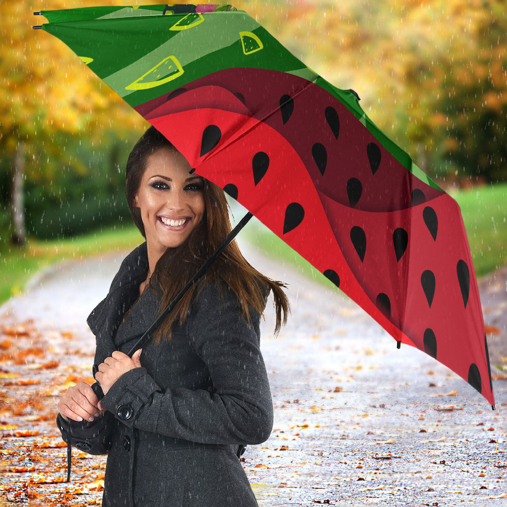 Let's Get Juicy Waterwasted Watermelon Umbrella Funny Cartoon Summer Fruit Party Art