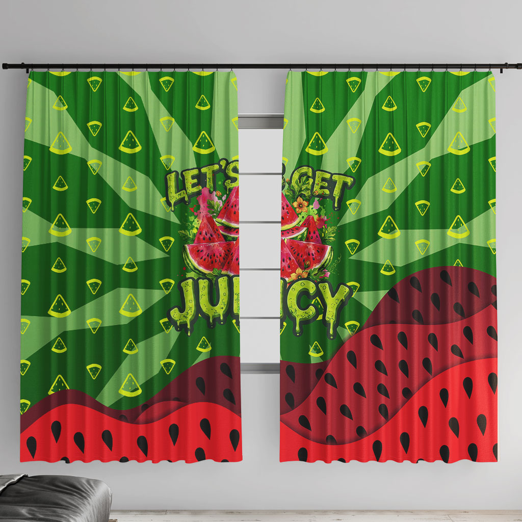 Let's Get Juicy Waterwasted Watermelon Window Curtain Funny Cartoon Summer Fruit Party Art