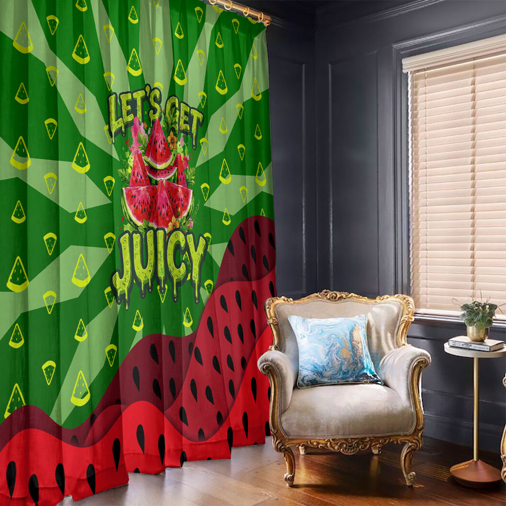 Let's Get Juicy Waterwasted Watermelon Window Curtain Funny Cartoon Summer Fruit Party Art