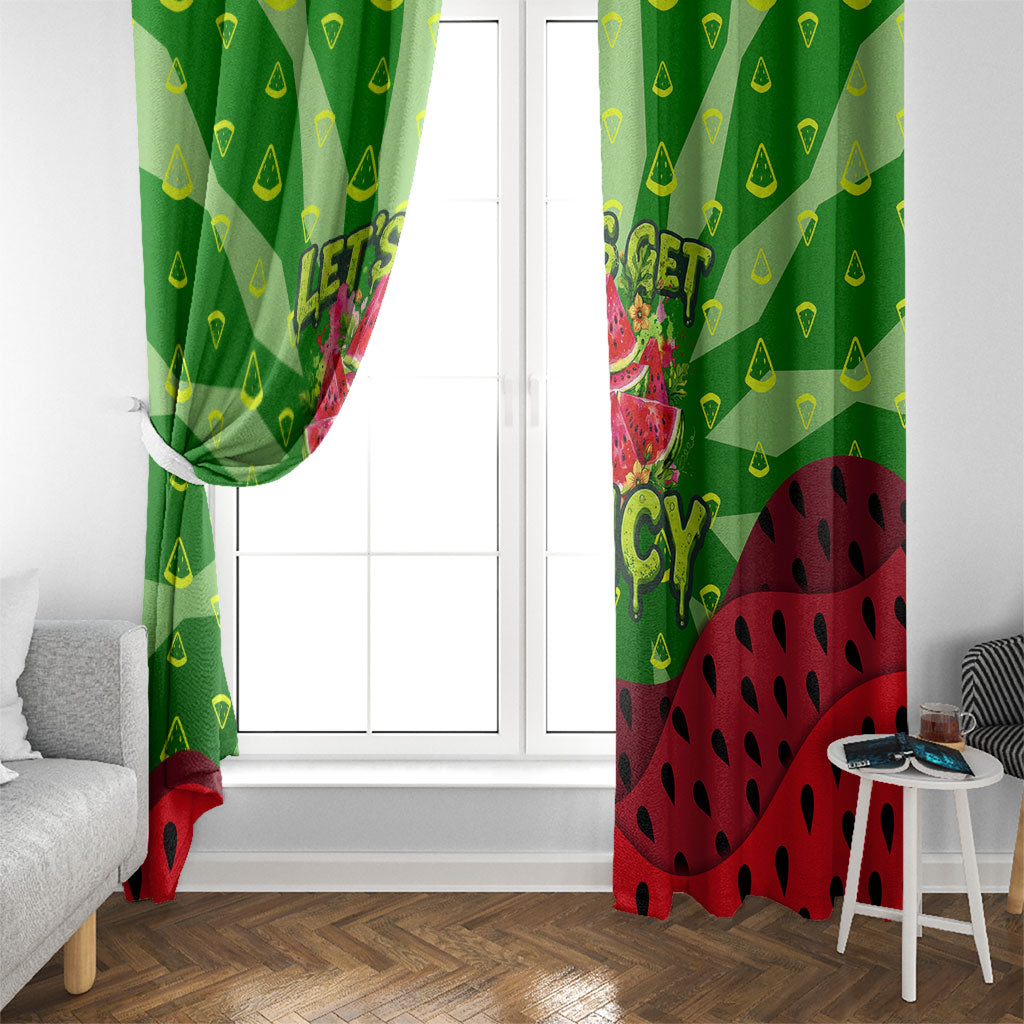 Let's Get Juicy Waterwasted Watermelon Window Curtain Funny Cartoon Summer Fruit Party Art