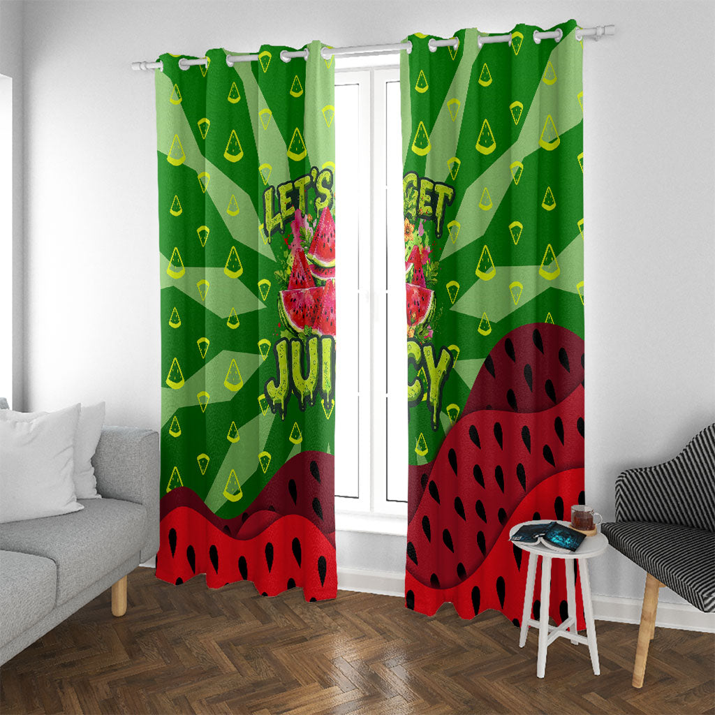 Let's Get Juicy Waterwasted Watermelon Window Curtain Funny Cartoon Summer Fruit Party Art