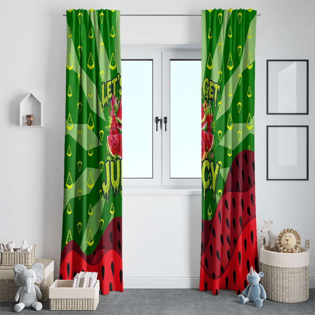 Let's Get Juicy Waterwasted Watermelon Window Curtain Funny Cartoon Summer Fruit Party Art