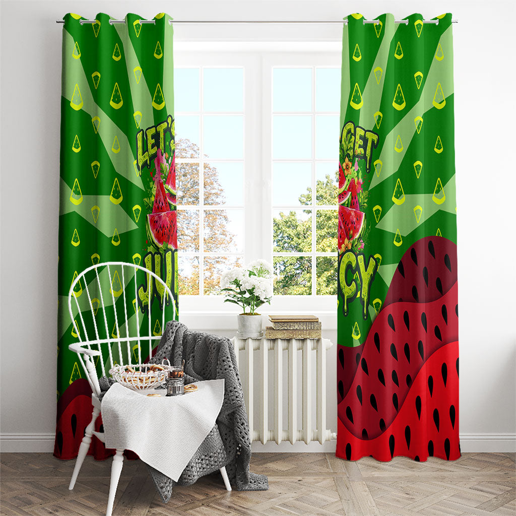 Let's Get Juicy Waterwasted Watermelon Window Curtain Funny Cartoon Summer Fruit Party Art