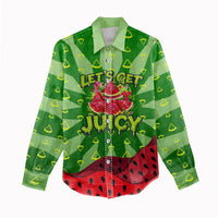 Let's Get Juicy Waterwasted Watermelon Women Casual Shirt Funny Cartoon Summer Fruit Party Art