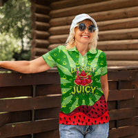 Let's Get Juicy Waterwasted Watermelon Women Polo Shirt Funny Cartoon Summer Fruit Party Art