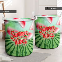 Summer Vibes Watermelon Laundry Basket Drinks And Fruit - Vibrant Watercolor Style - Tropical Vacation Art