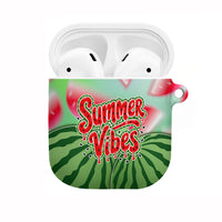 Summer Vibes Watermelon AirPods Case Drinks And Fruit - Vibrant Watercolor Style - Tropical Vacation Art