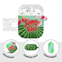 Summer Vibes Watermelon AirPods Case Drinks And Fruit - Vibrant Watercolor Style - Tropical Vacation Art
